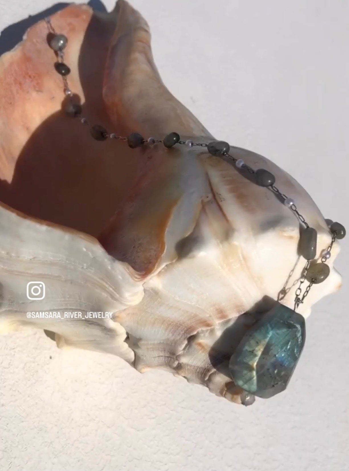 For Katelyn Crawford: Flashy Labradorite Pendant on Labradorite Chain