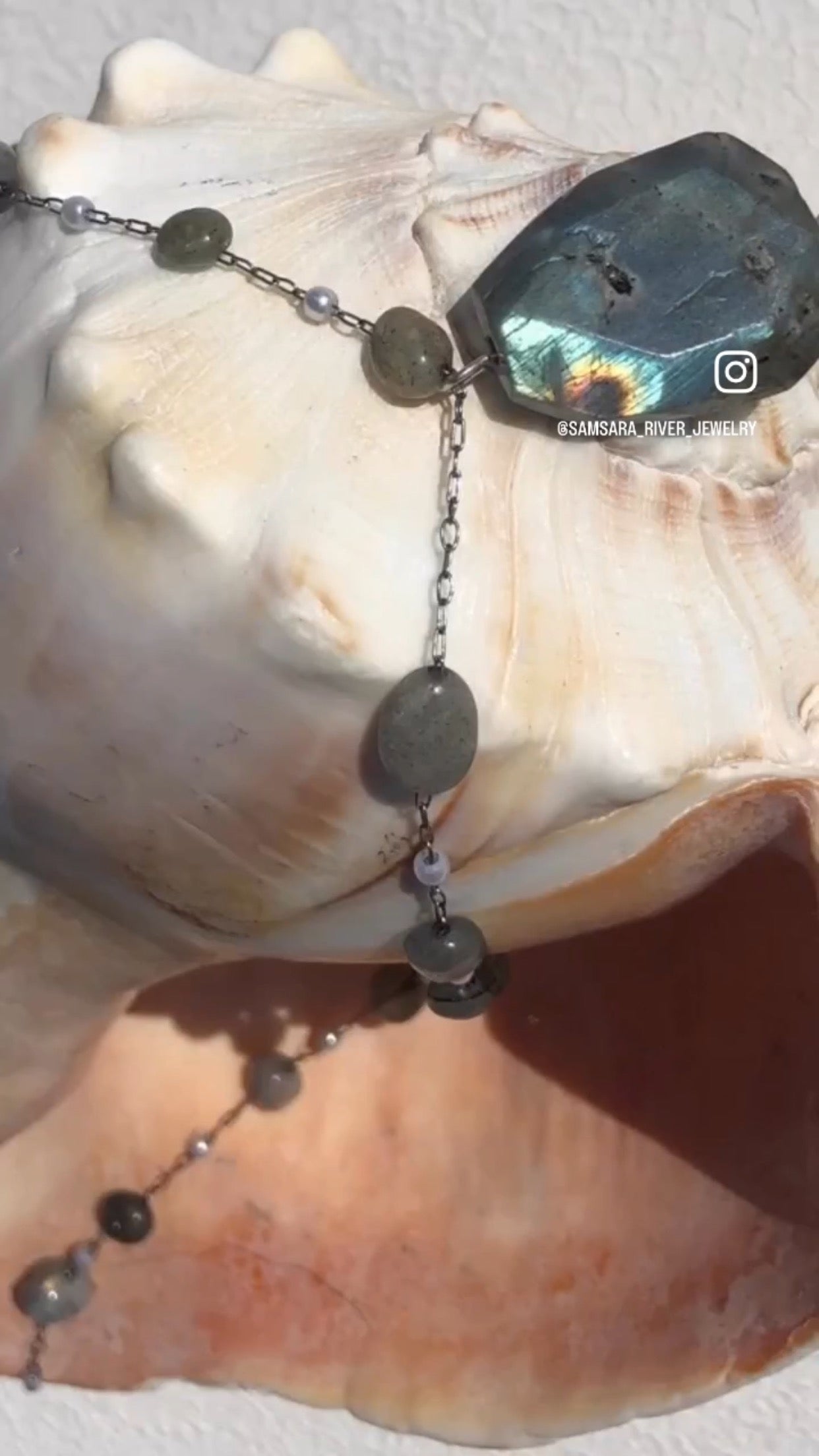 For Katelyn Crawford: Flashy Labradorite Pendant on Labradorite Chain