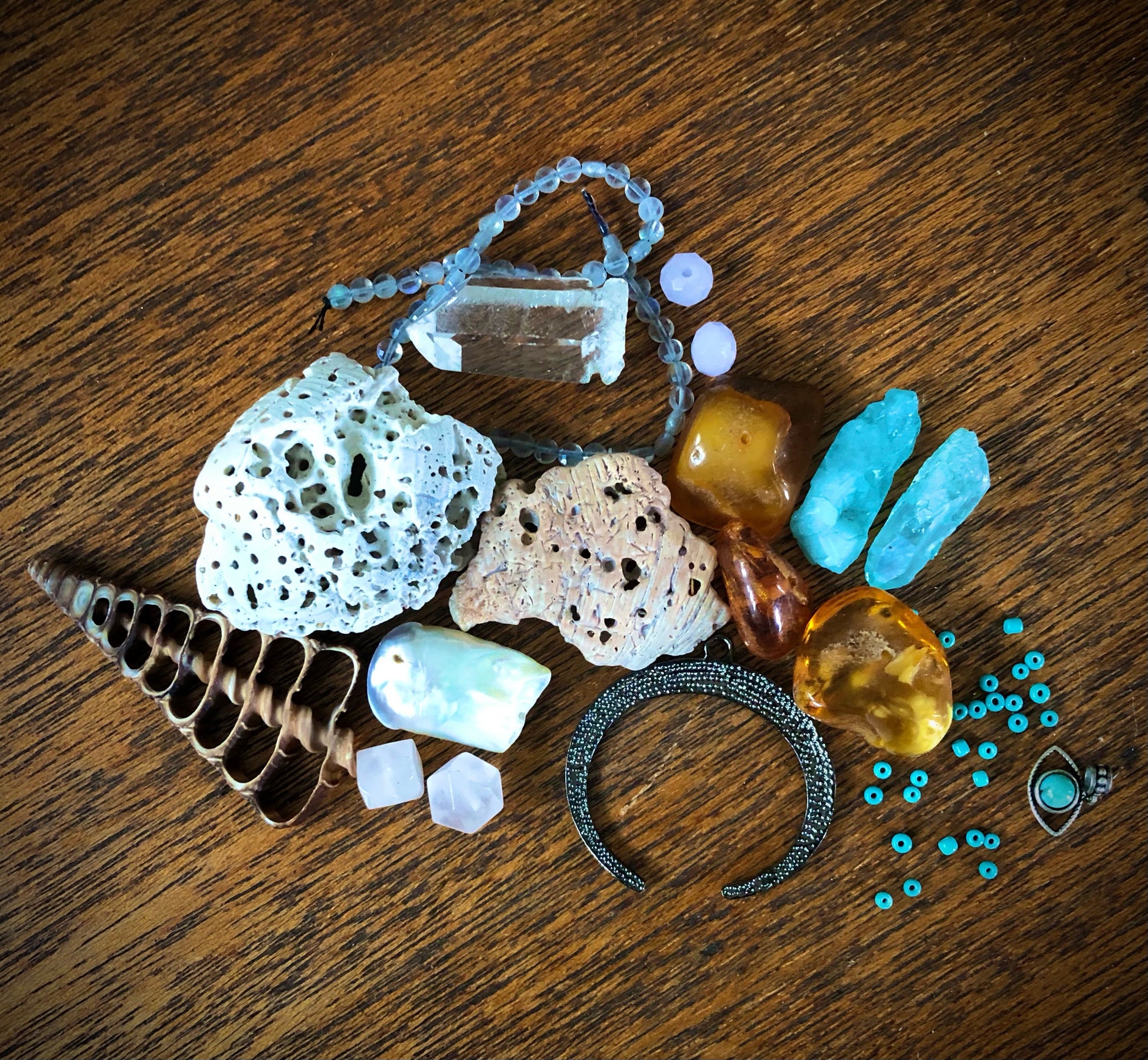 Jewelry making elements for a custom order.