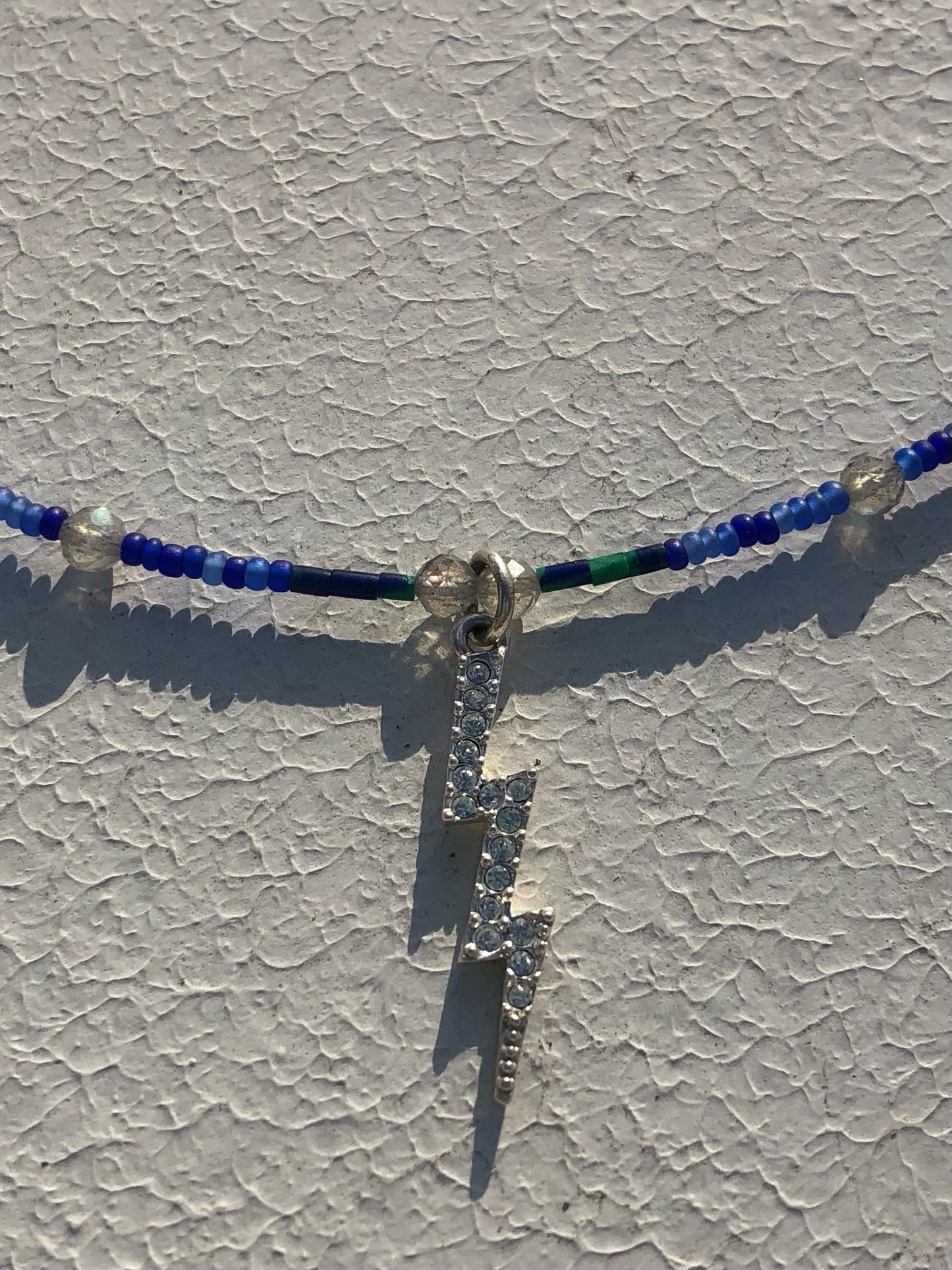 Clear Crystal Blue Lightning Bolt