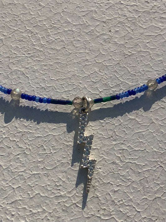 Clear Crystal Blue Lightning Bolt