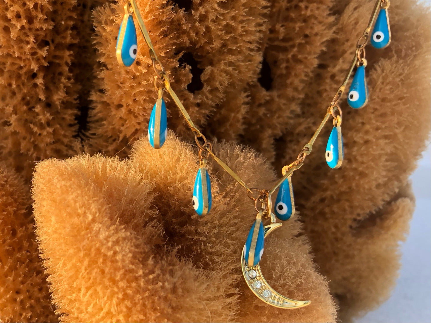 Evil Eye & Crescent Moon Necklace