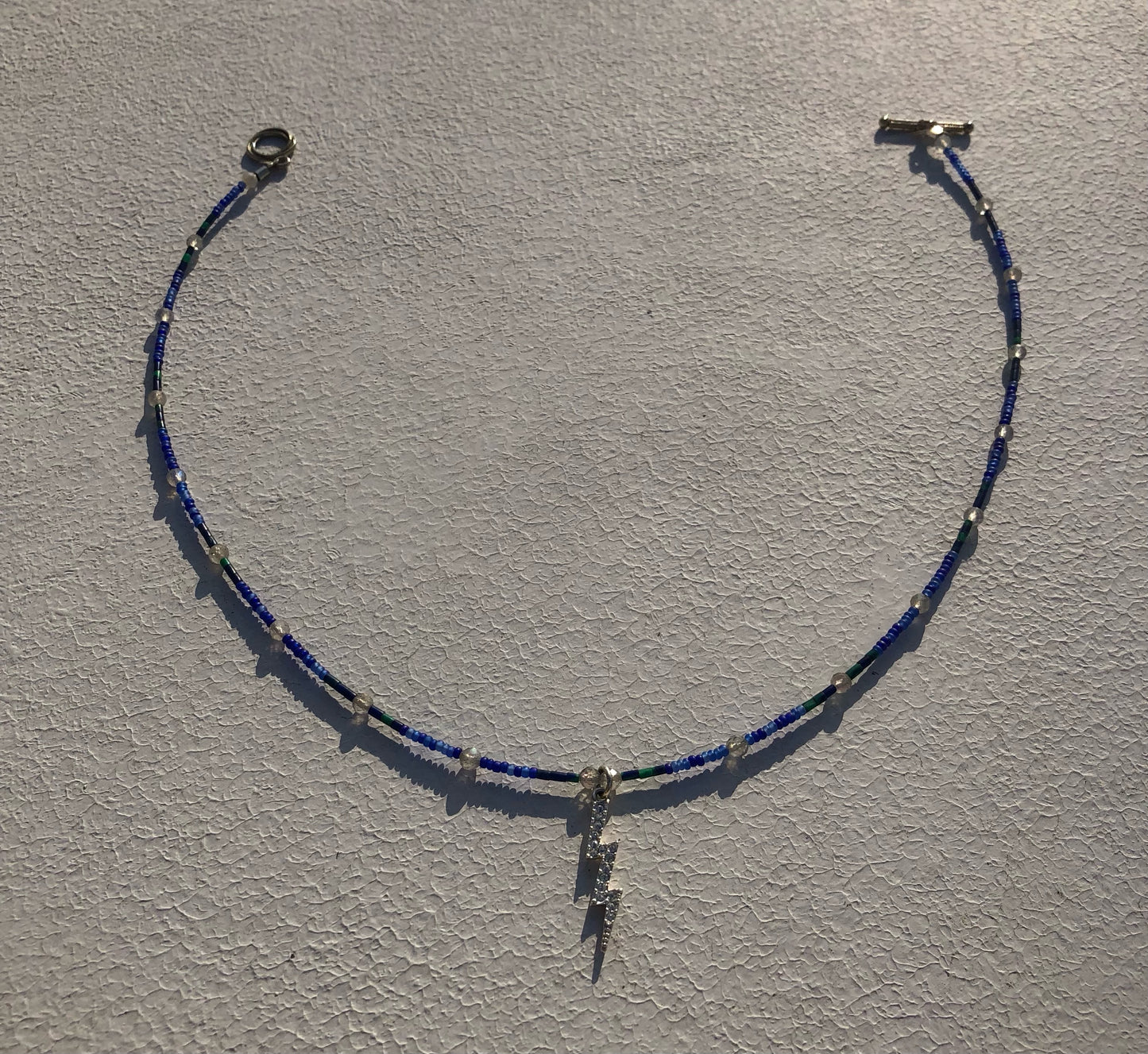 Clear Crystal Blue Lightning Bolt