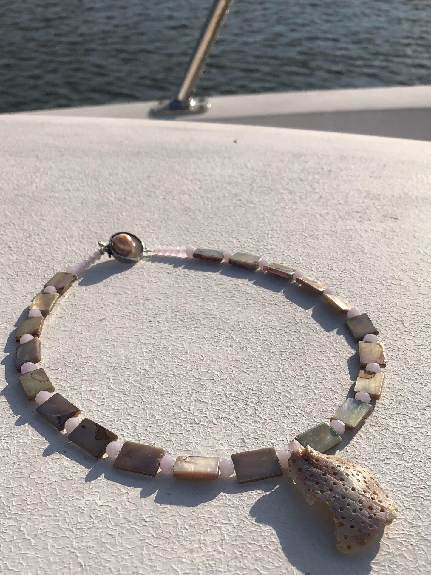 Seashell, Mother of Pearl, & Pink Glass Beads