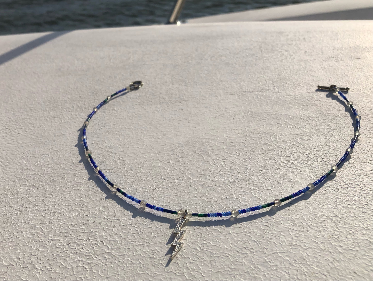 Clear Crystal Blue Lightning Bolt