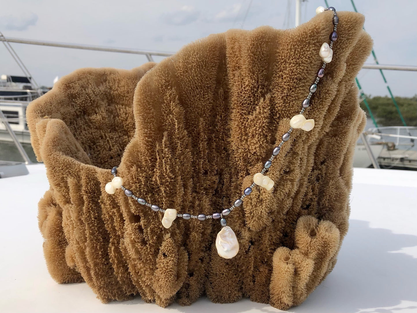 Baroque Natural Pearl, Double Baroque Pearls, & Peacock Freshwater Rice Pearl Necklace