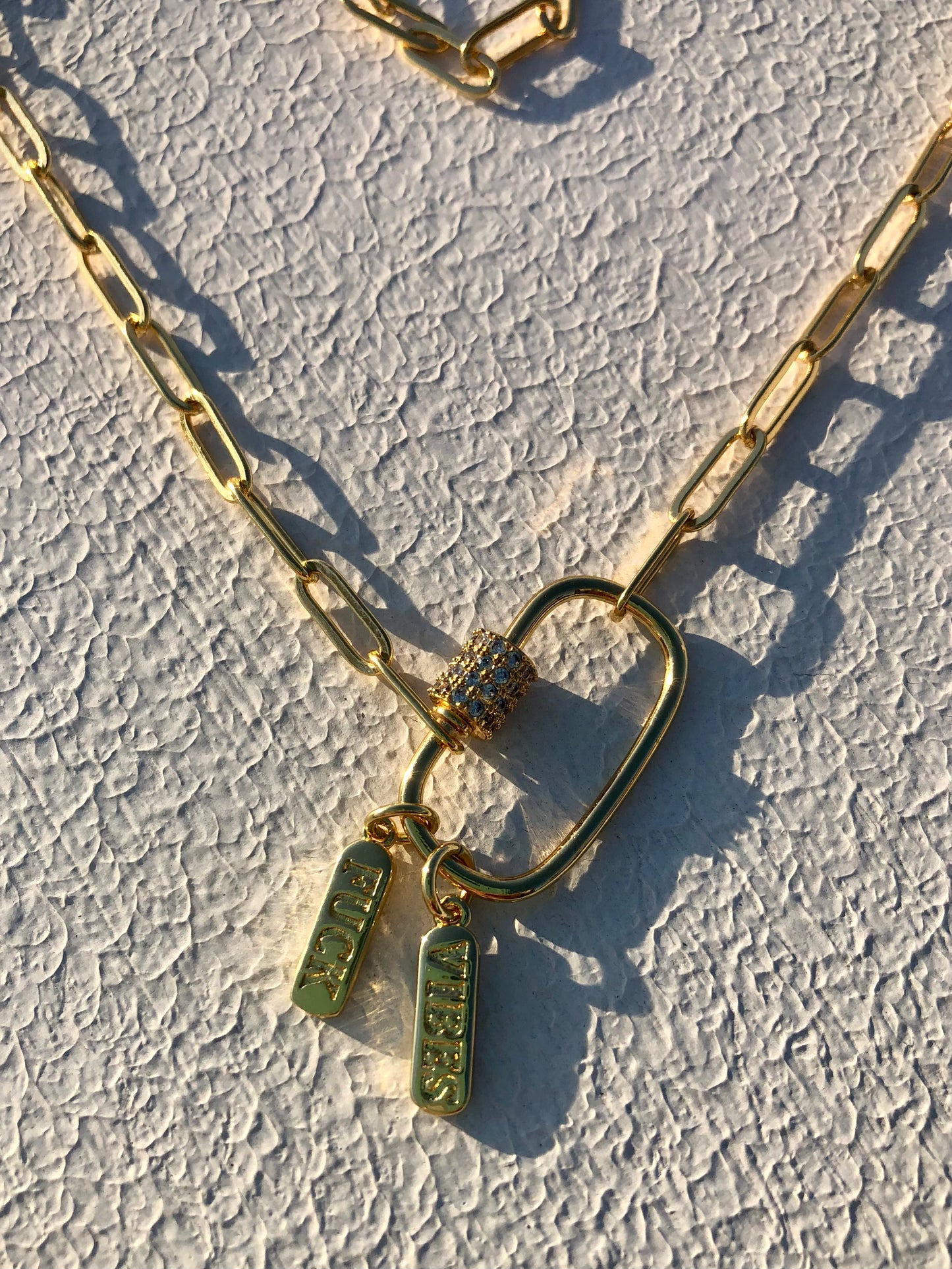 F*** Vibes on 24kt Gold Paperclip Chain