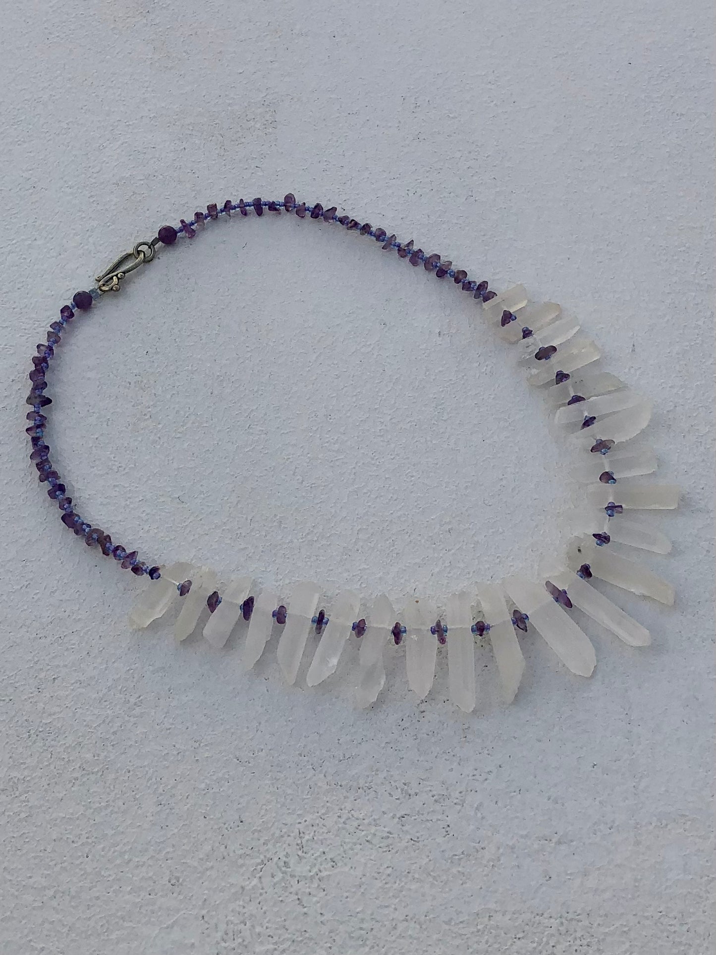 23 Point Natural Quartz & Amethyst Necklace