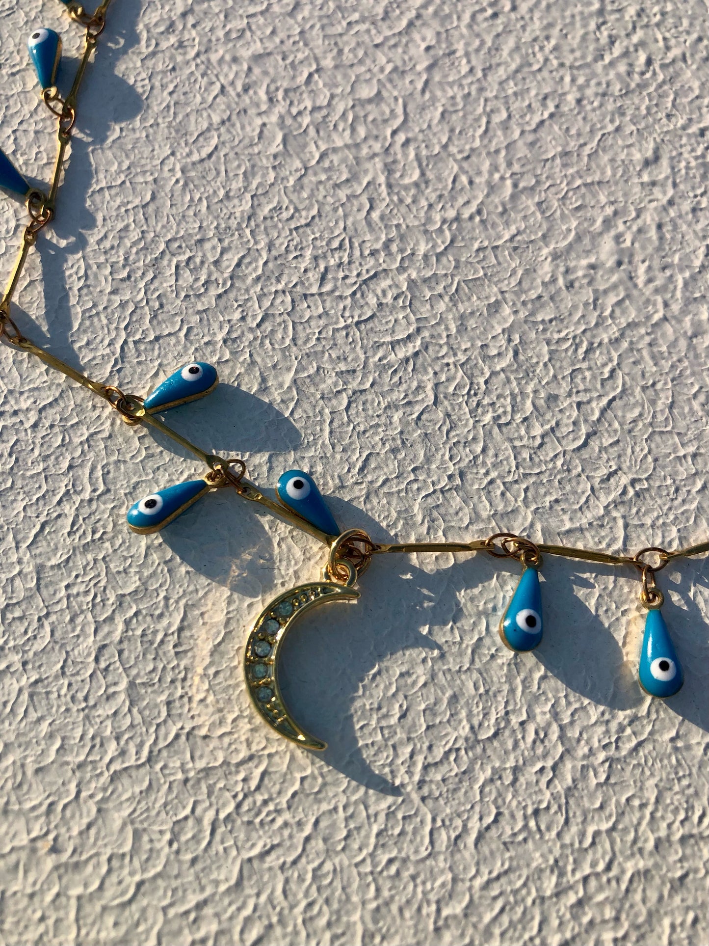 Evil Eye & Crescent Moon Necklace