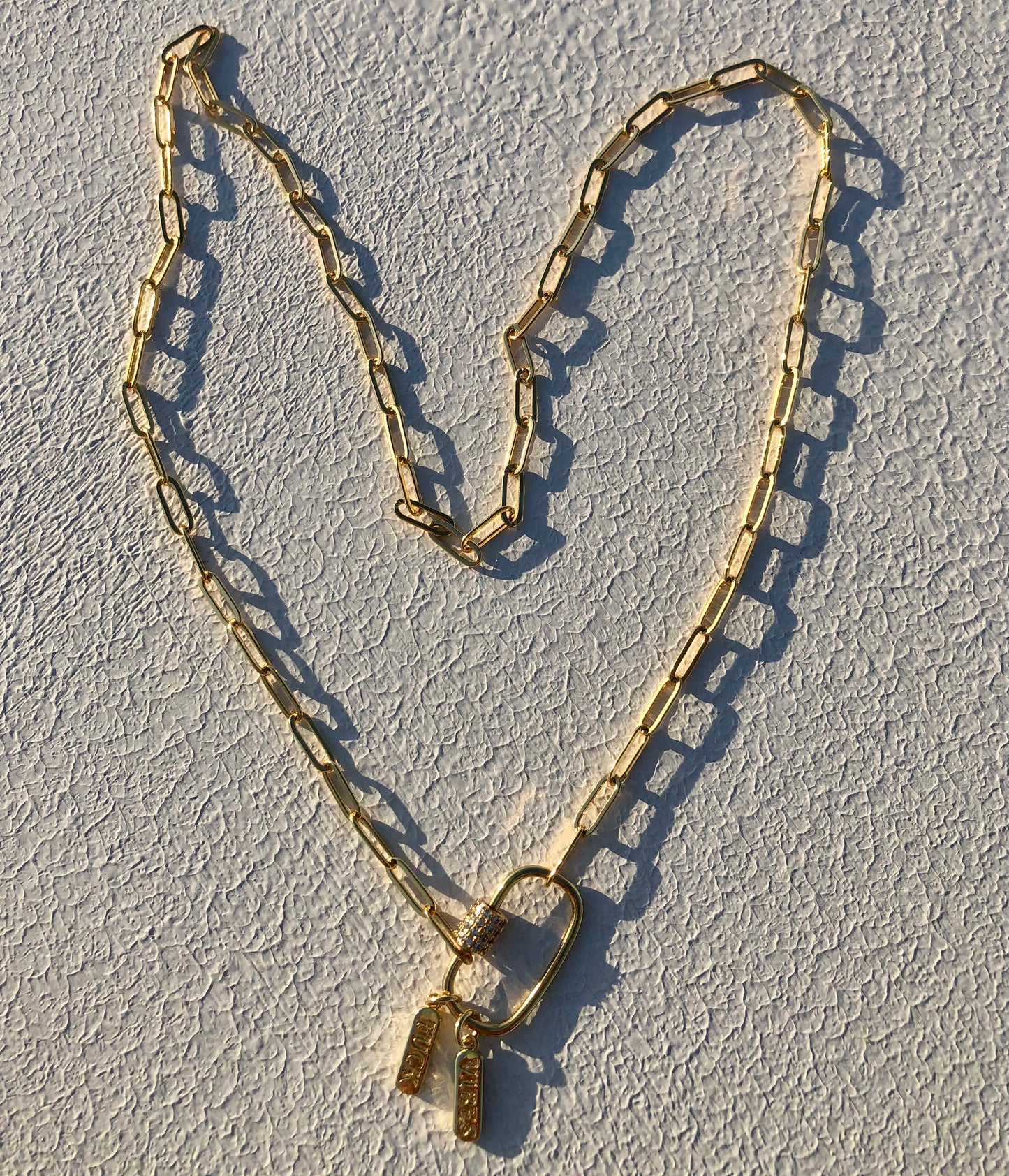 White Seashell on 24kt Gold Paperclip Chain
